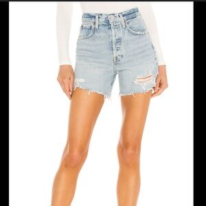 Agolde Blue Jean Shorts High-Waisted Distressed
